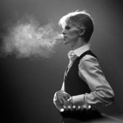 Bowie’s Thin White Duke persona, smoking a Gitanes cigarette, 1976.
